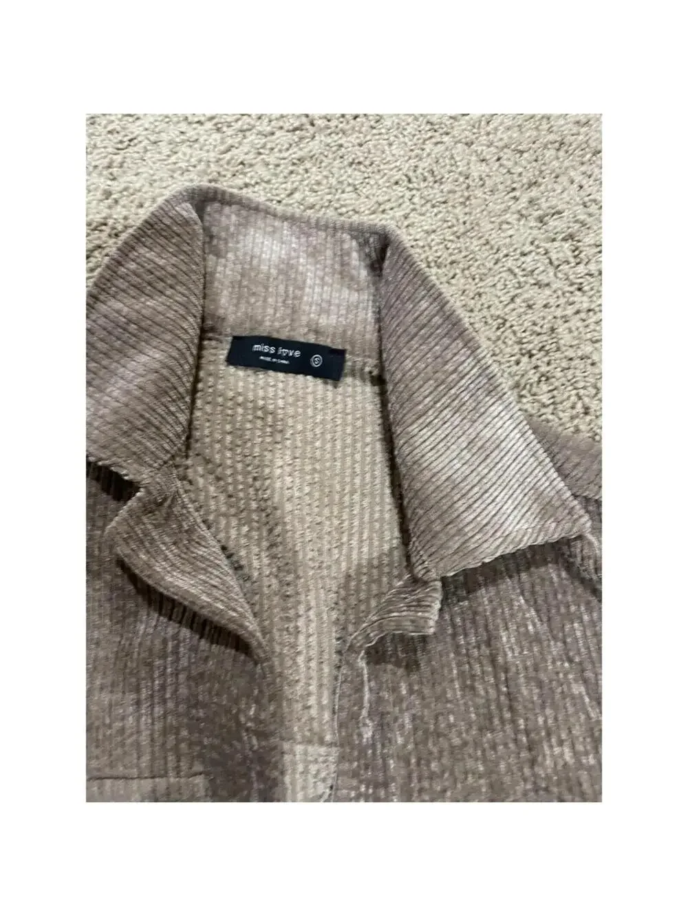 Women's Jumior's Miss Love beige / coffee long sleeve button shirt oversized, S